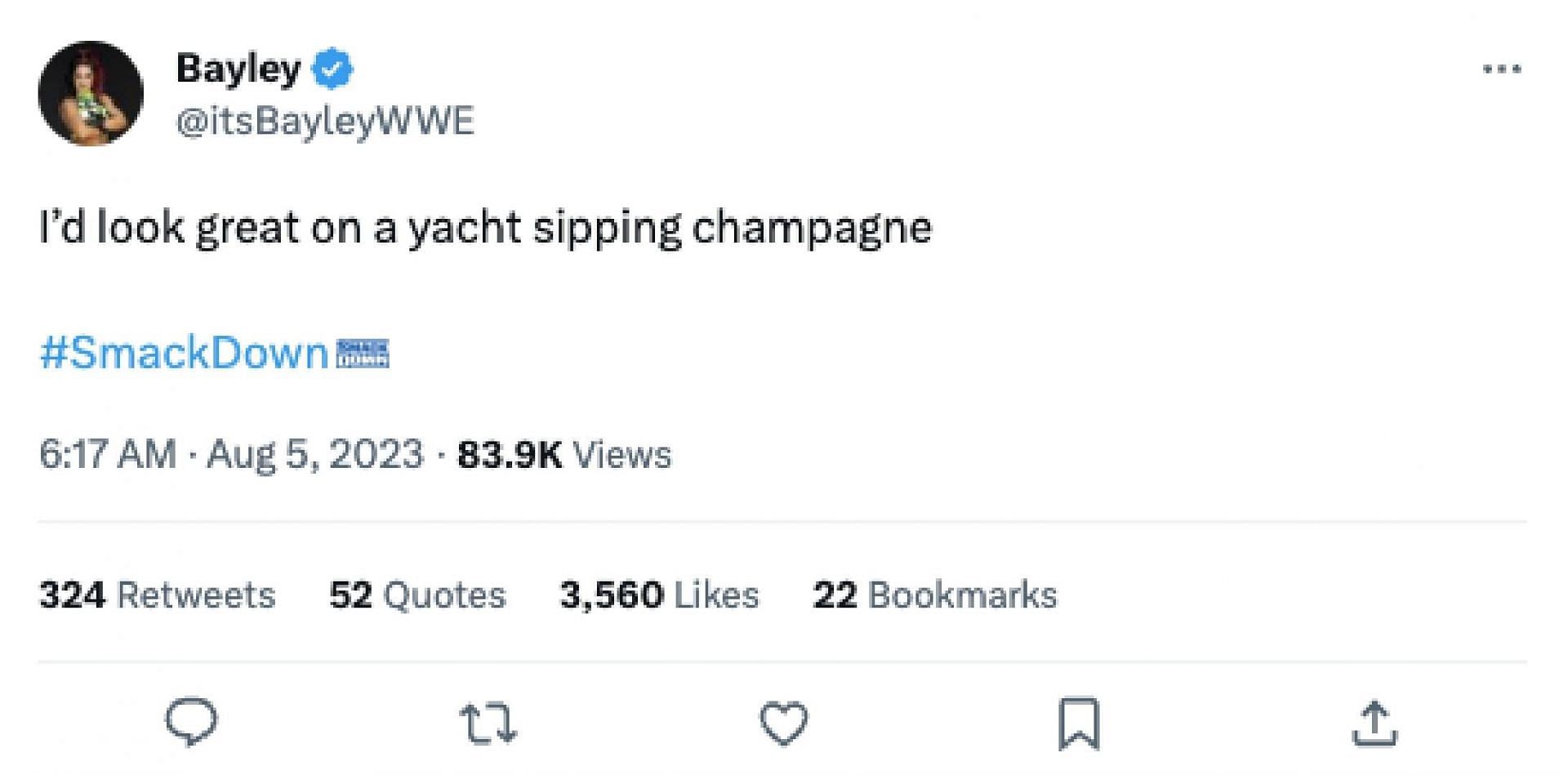 Bayley's tweet about Charlotte's promo